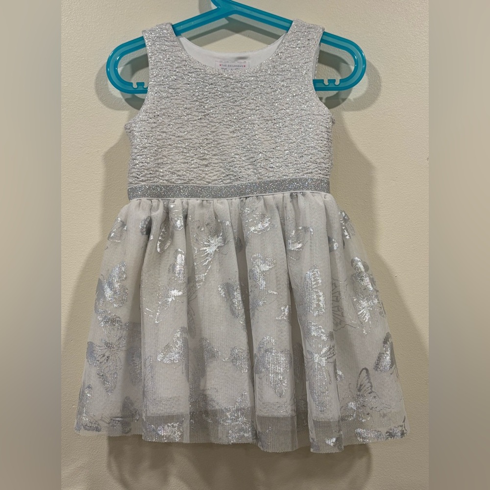The Children's Place Silver Glitter Kids Dress 3T